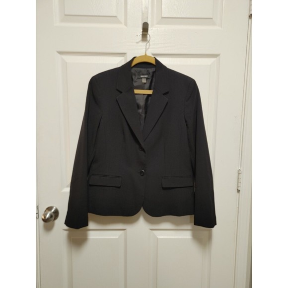 Nine West Women's Solid Black 2 Button Classic Blazer Jacket Size 10